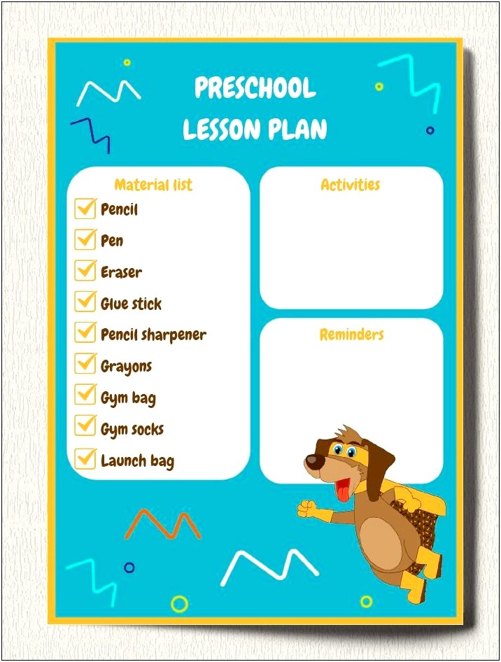 Bright From The Start Lesson Plans Template