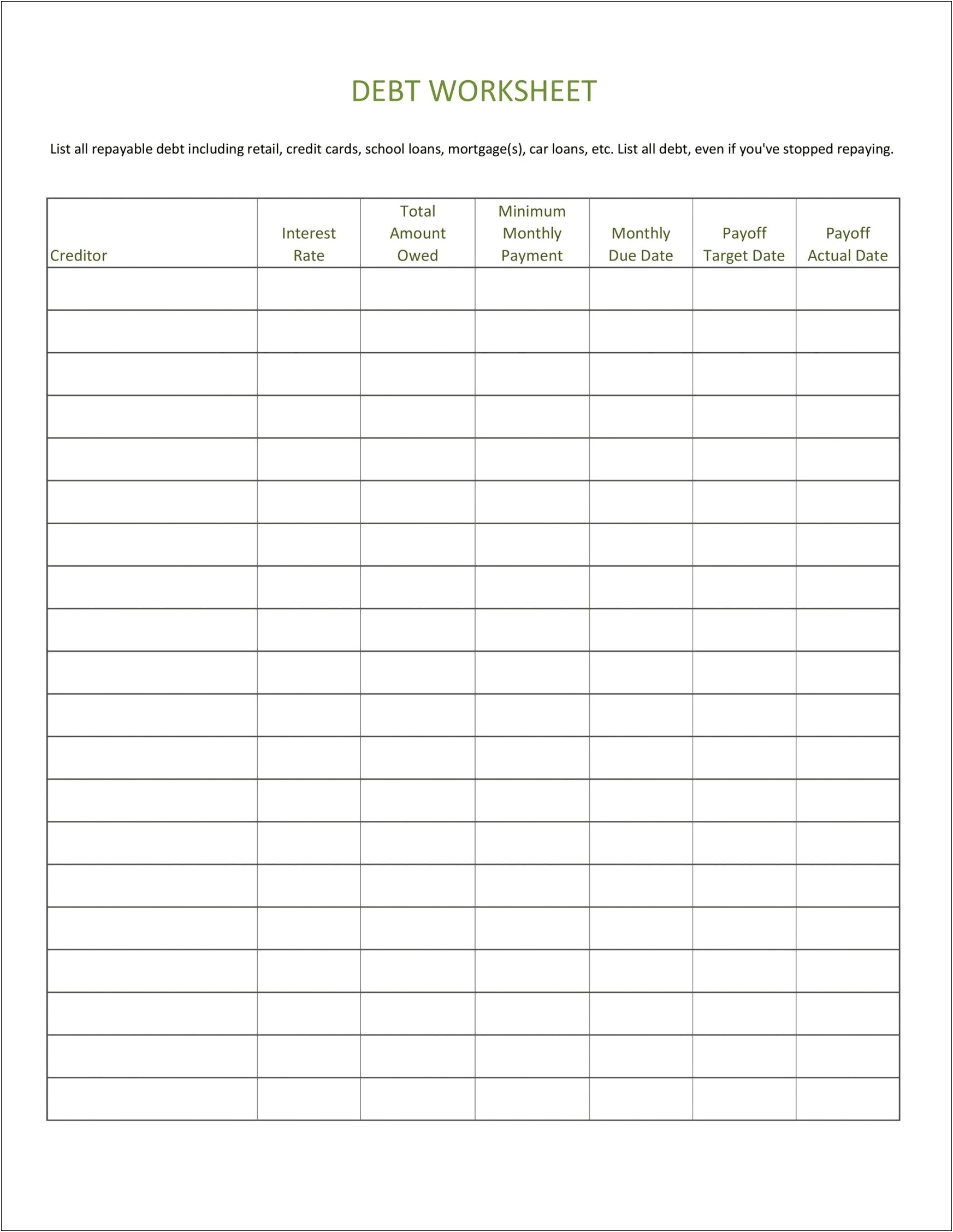 Budget And Credit Card Sheet Template