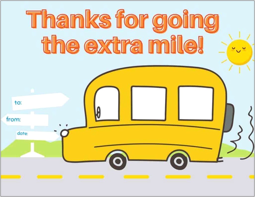 Bus Driver Thank You Card Template