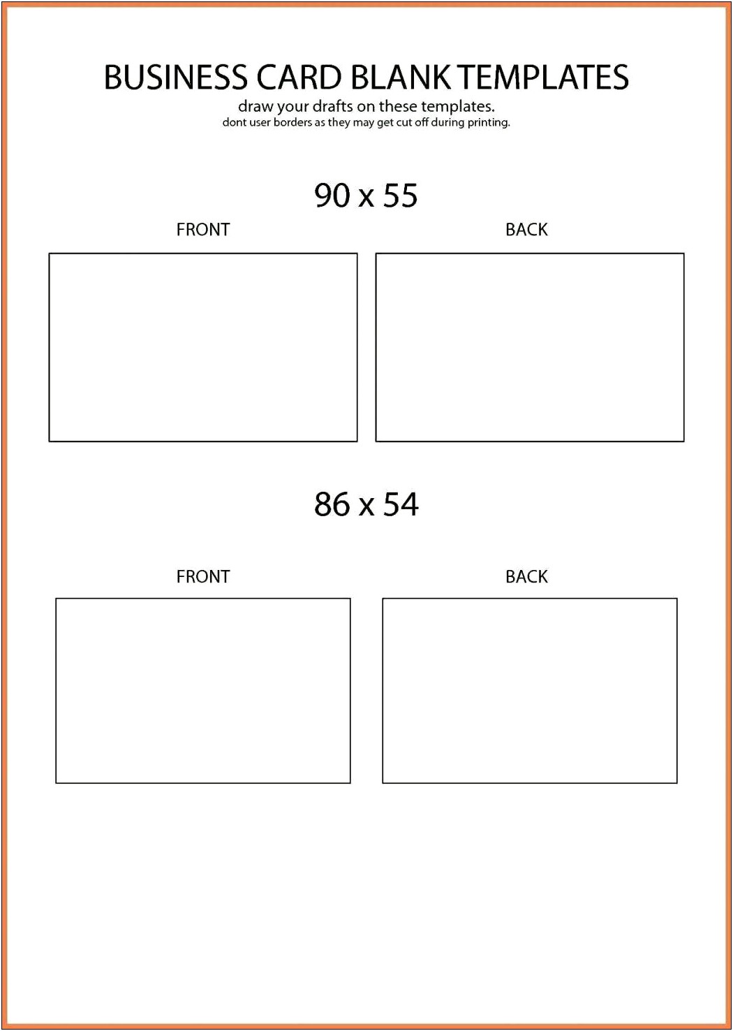 Business Card Blank Template With Bleed 1083x633