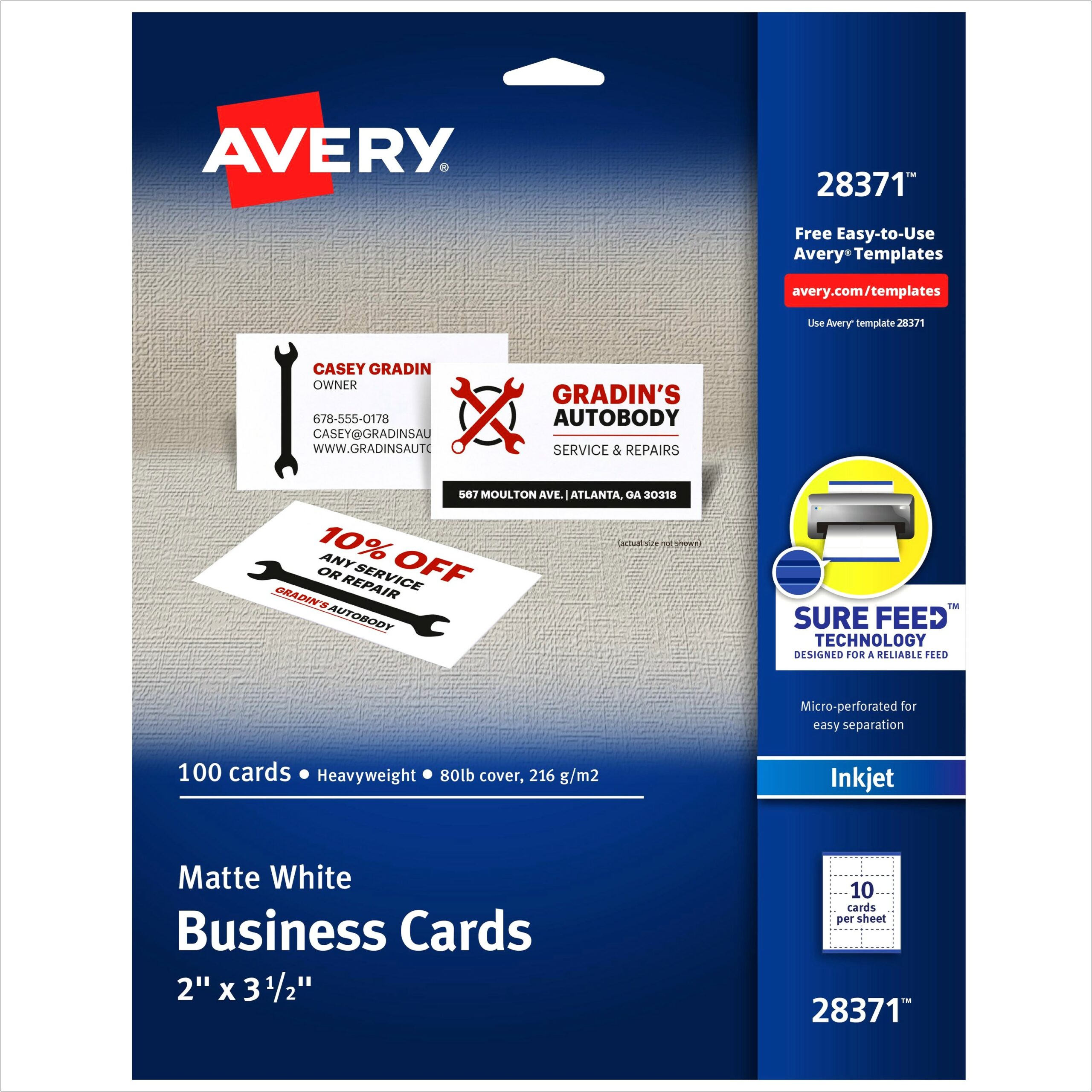 Business Card Template 10 Per Sheet Horizontal