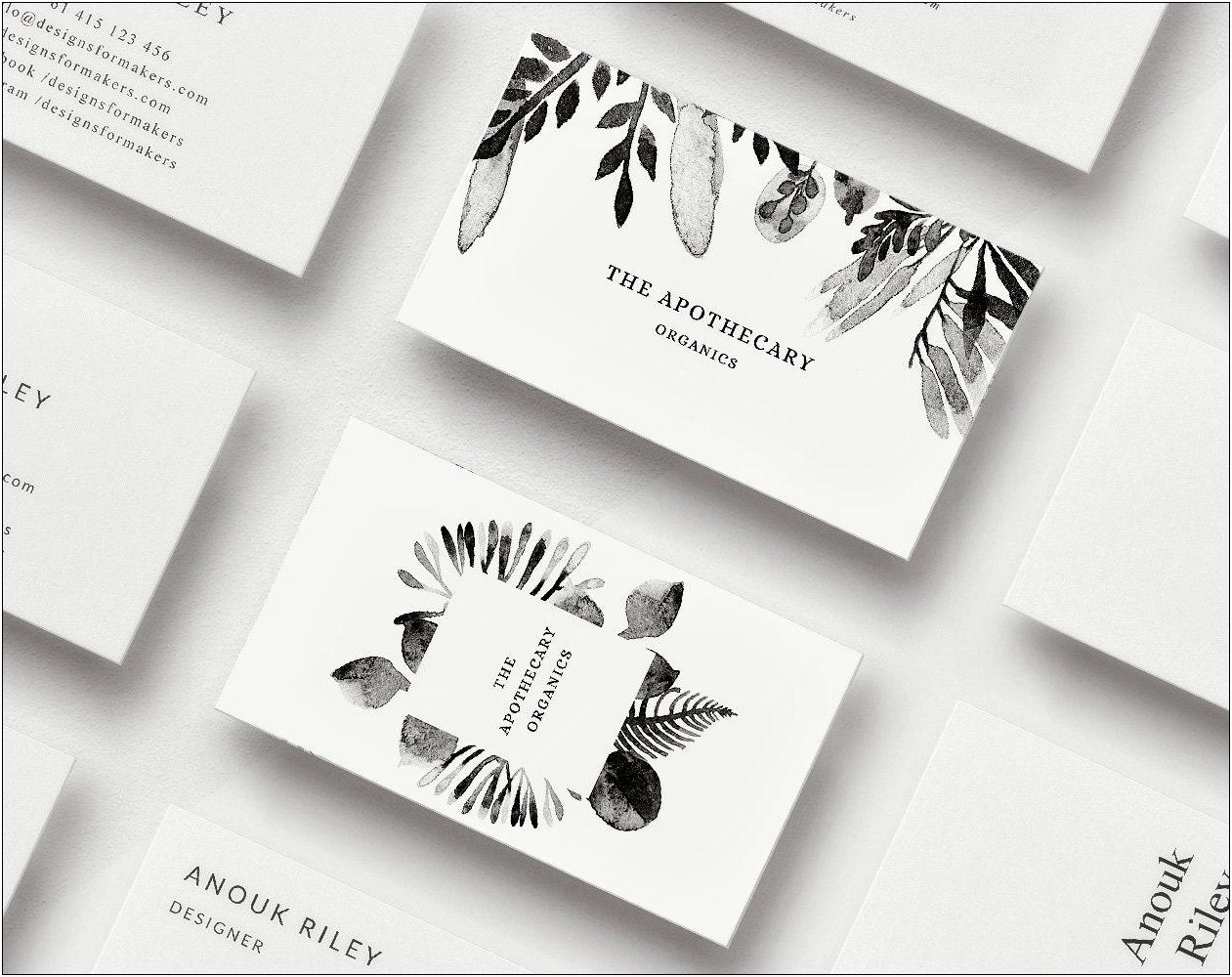 Business Card Template Black And White Flowers