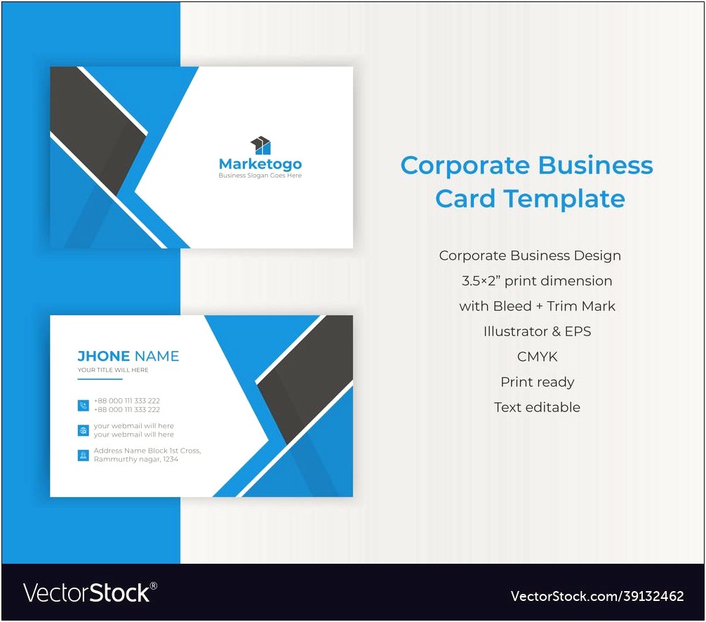 Business Card Template Illustrator With Bleed