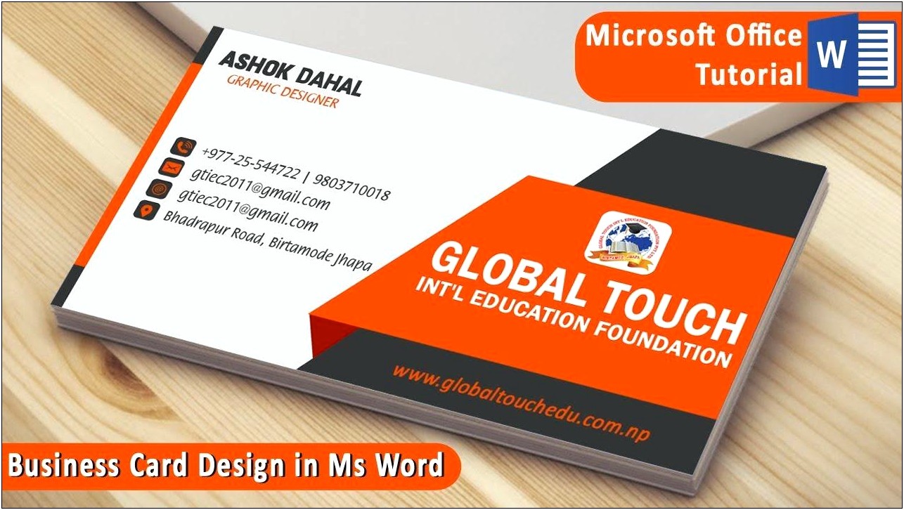 Business Card Template On Microsoft Office