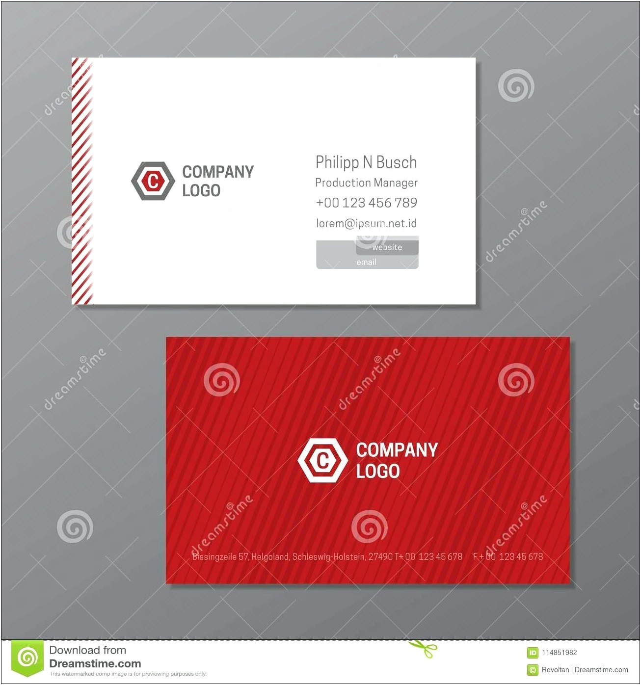 Business Card Template Red And White