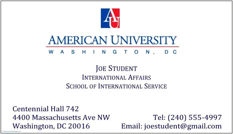 Business Card Template University Of Arizona