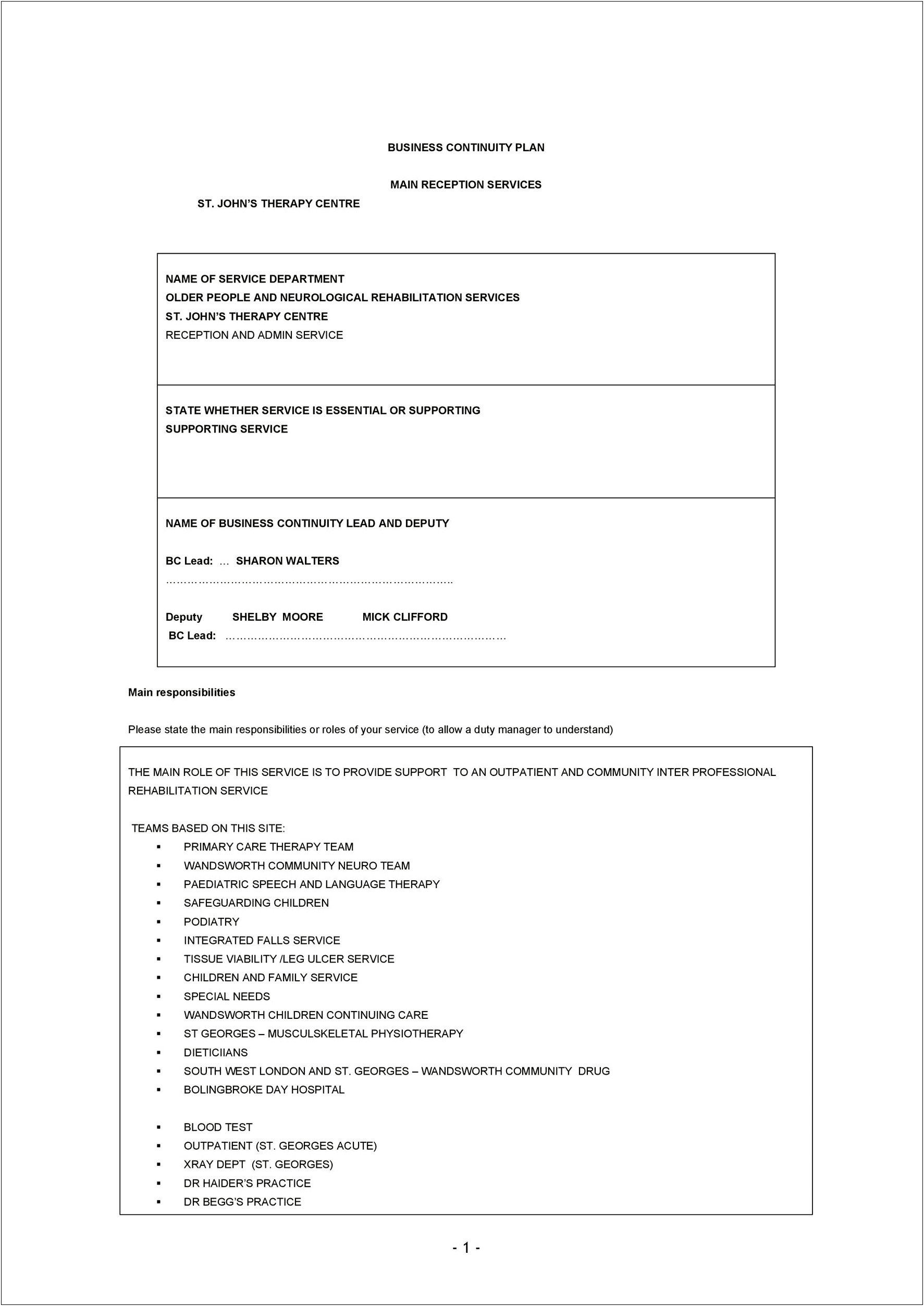 Business Continuation Plan Template For Law Firms