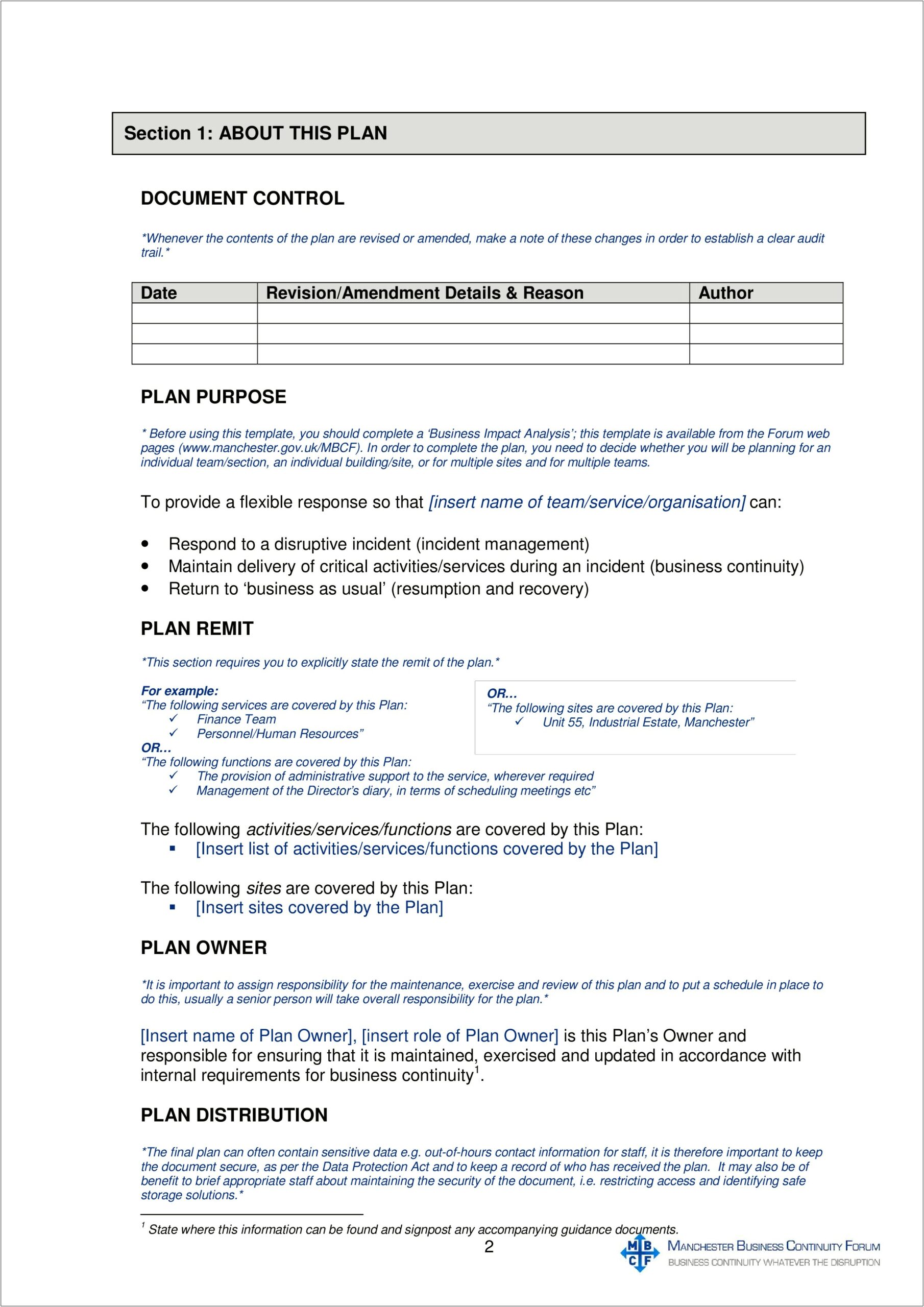 Business Continuity And Disaster Recovery Planning Templates