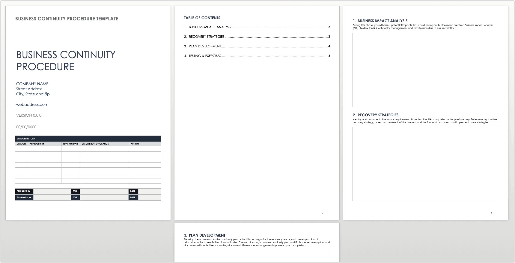 Business Continuity Plan Business Impact Analysis Template