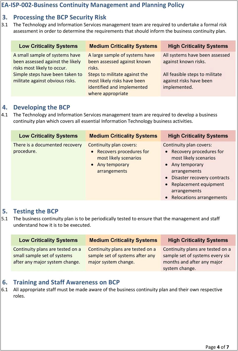 Business Continuity Plan Risk Assessment Template