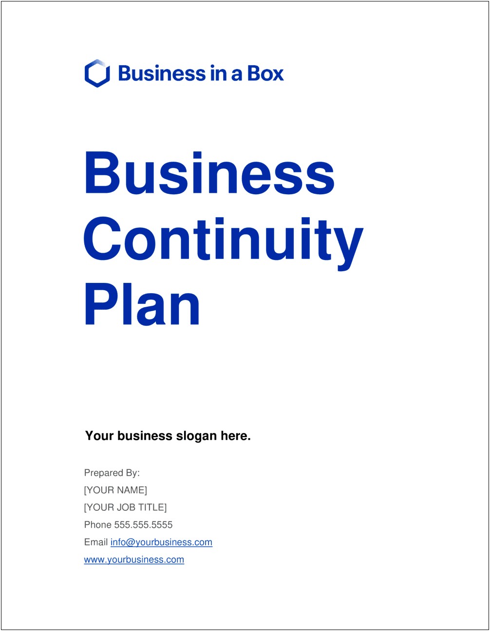 Business Continuity Plan Template For Hospitals