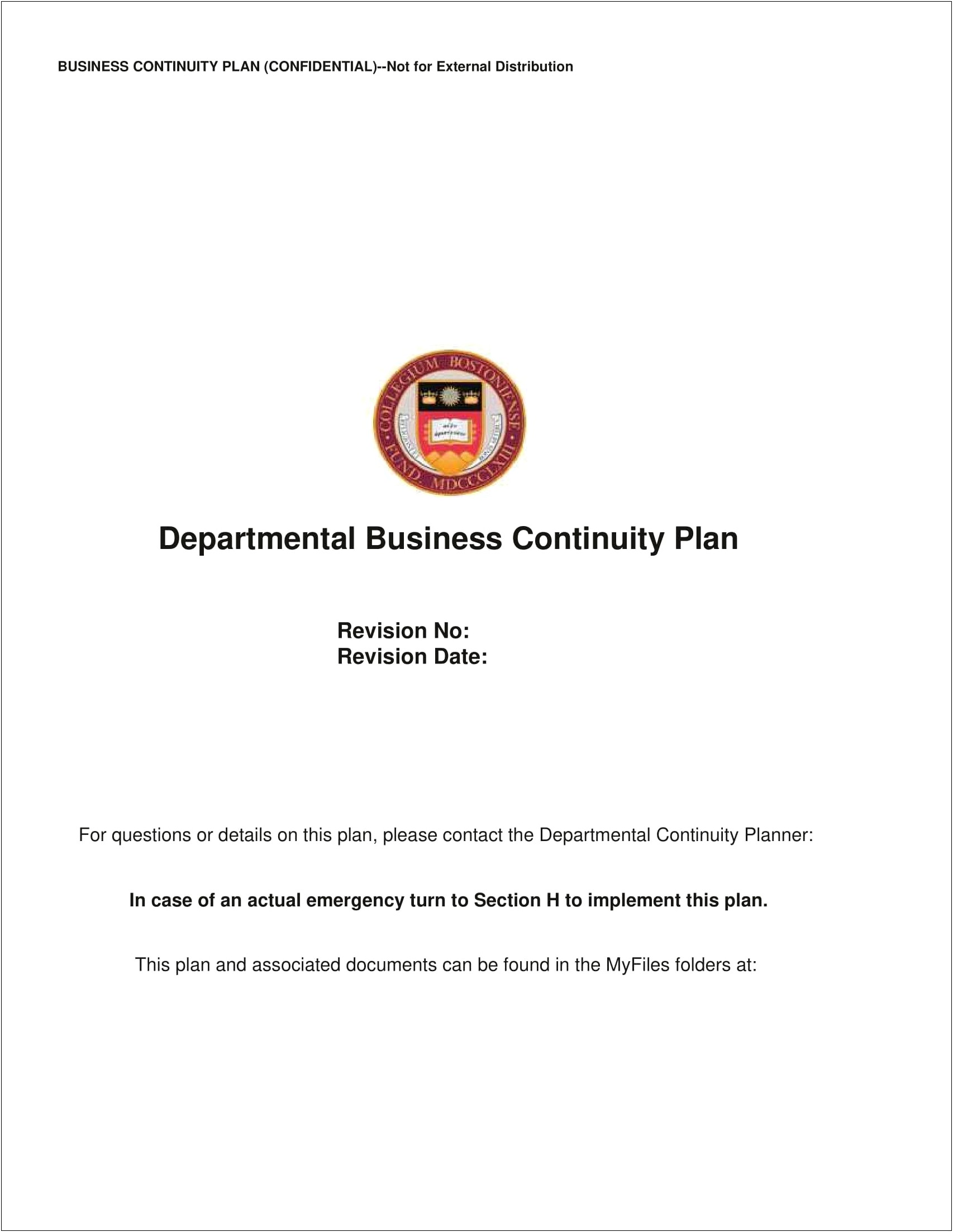 Business Continuity Plan Template For Hotel