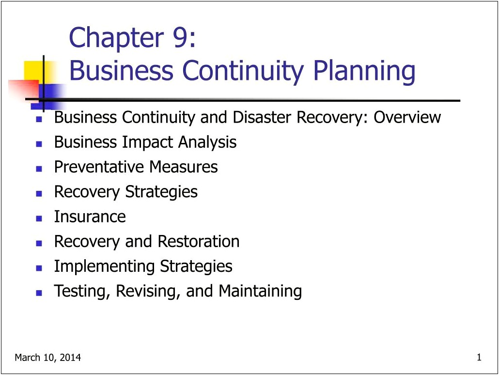 Business Continuity Plan Template Insurance Company