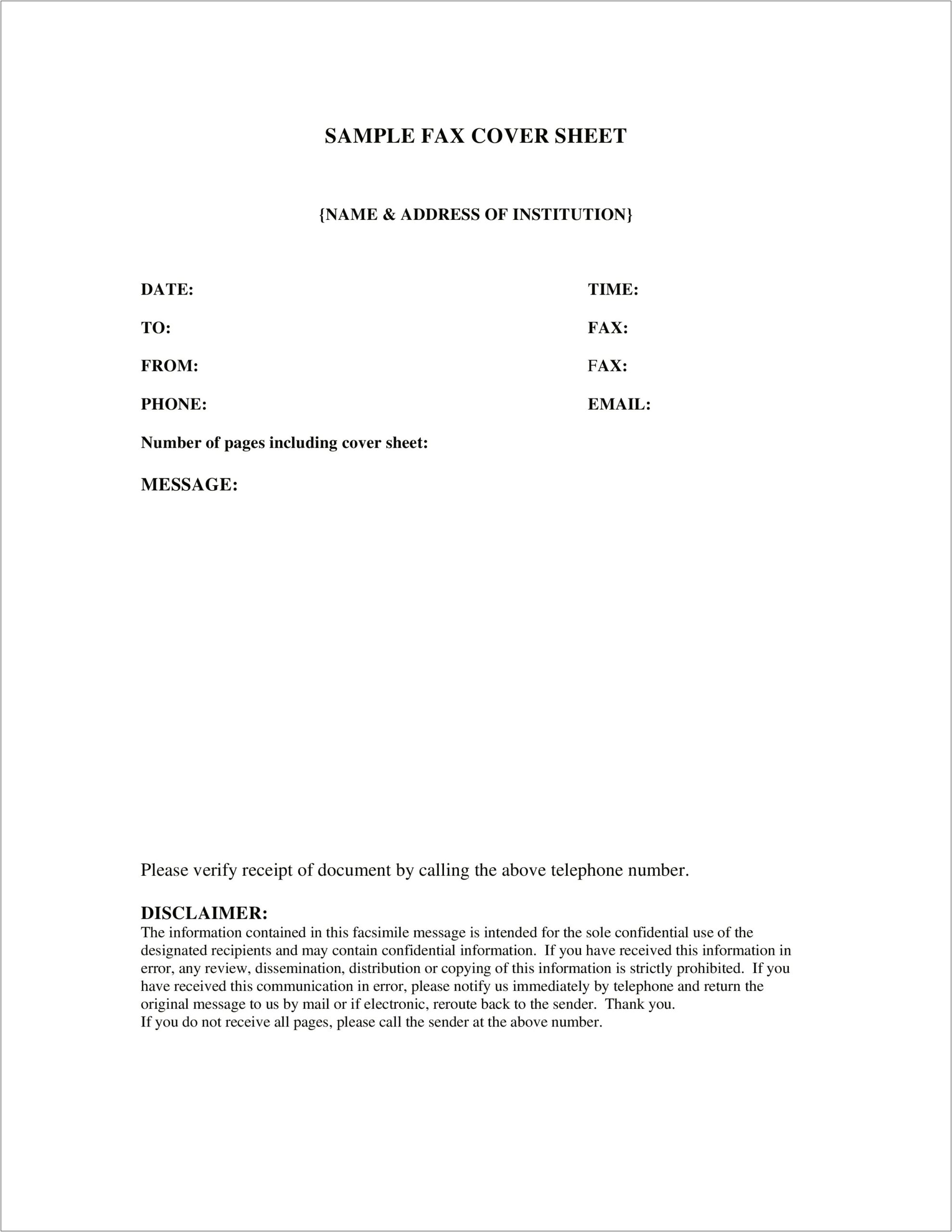 Business Letter Format Template For Fax Cover