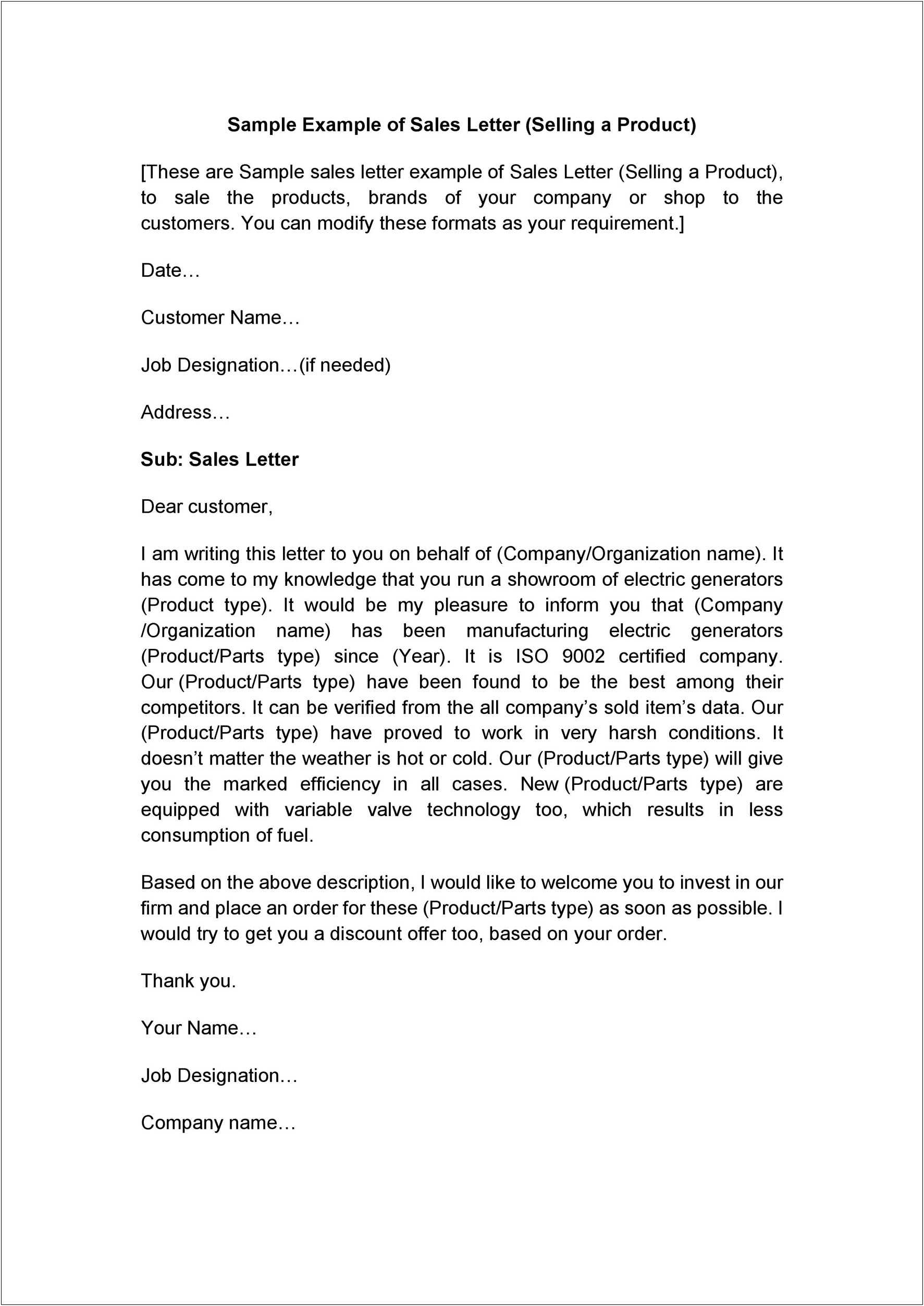 Business Letter Of Intent Template Selling Lights