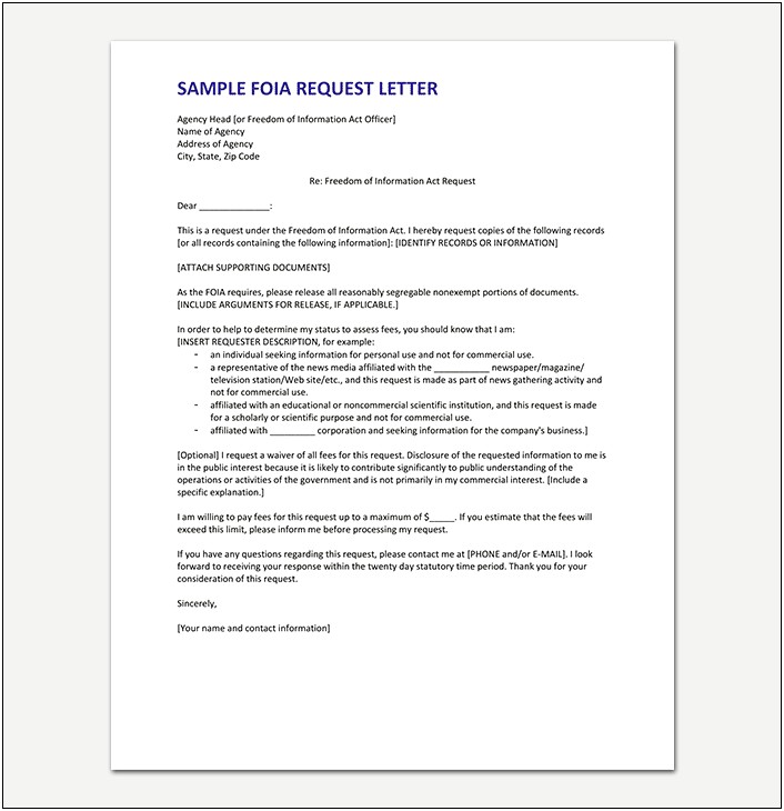 Business Letter Template Asking For Information