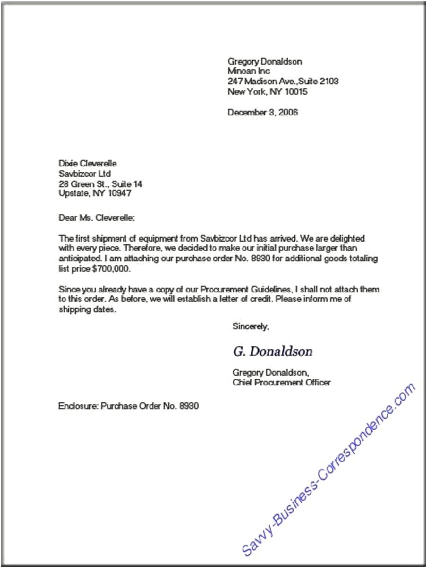 Business Letter Template Cc And Enclosure