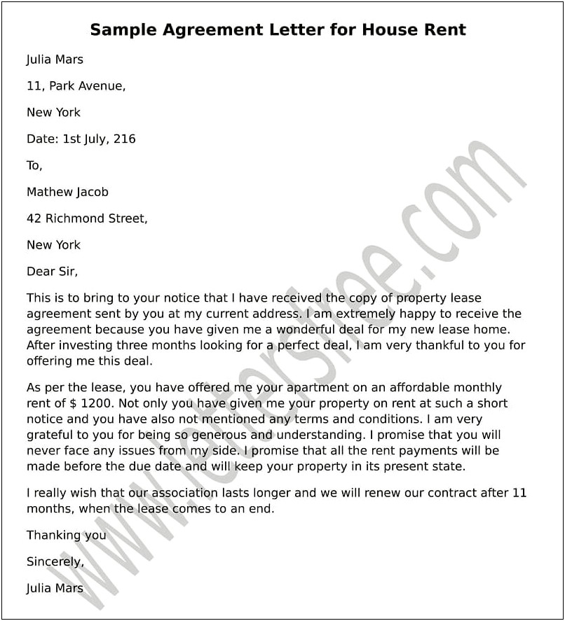 Business Letter Template For Landlord To Pay Rent
