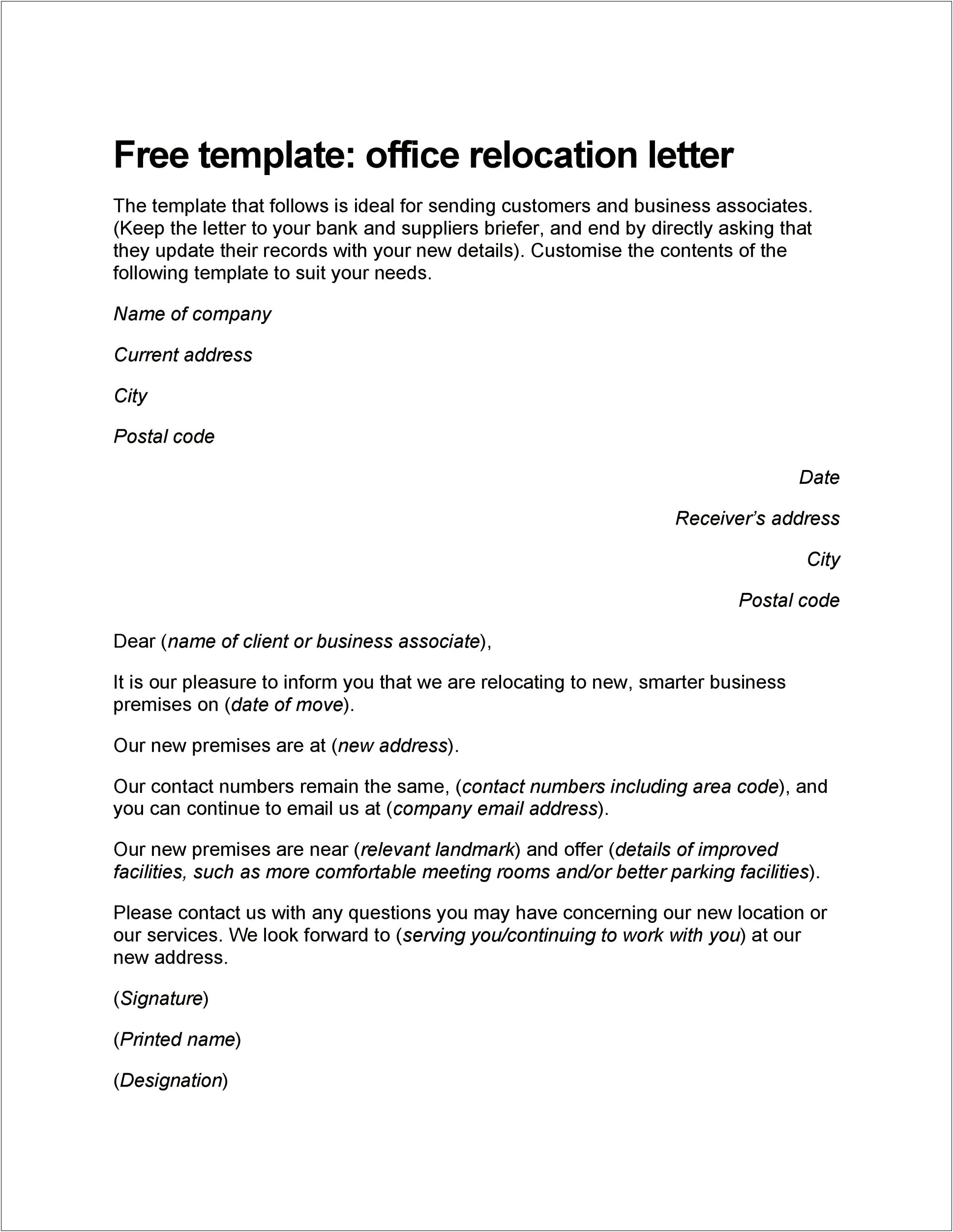 Business Name Change Notification Letter Template