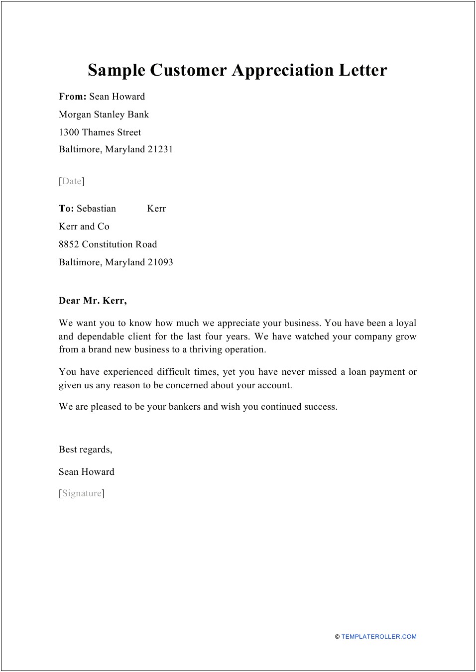 Business New Customer Welcome Letter Template