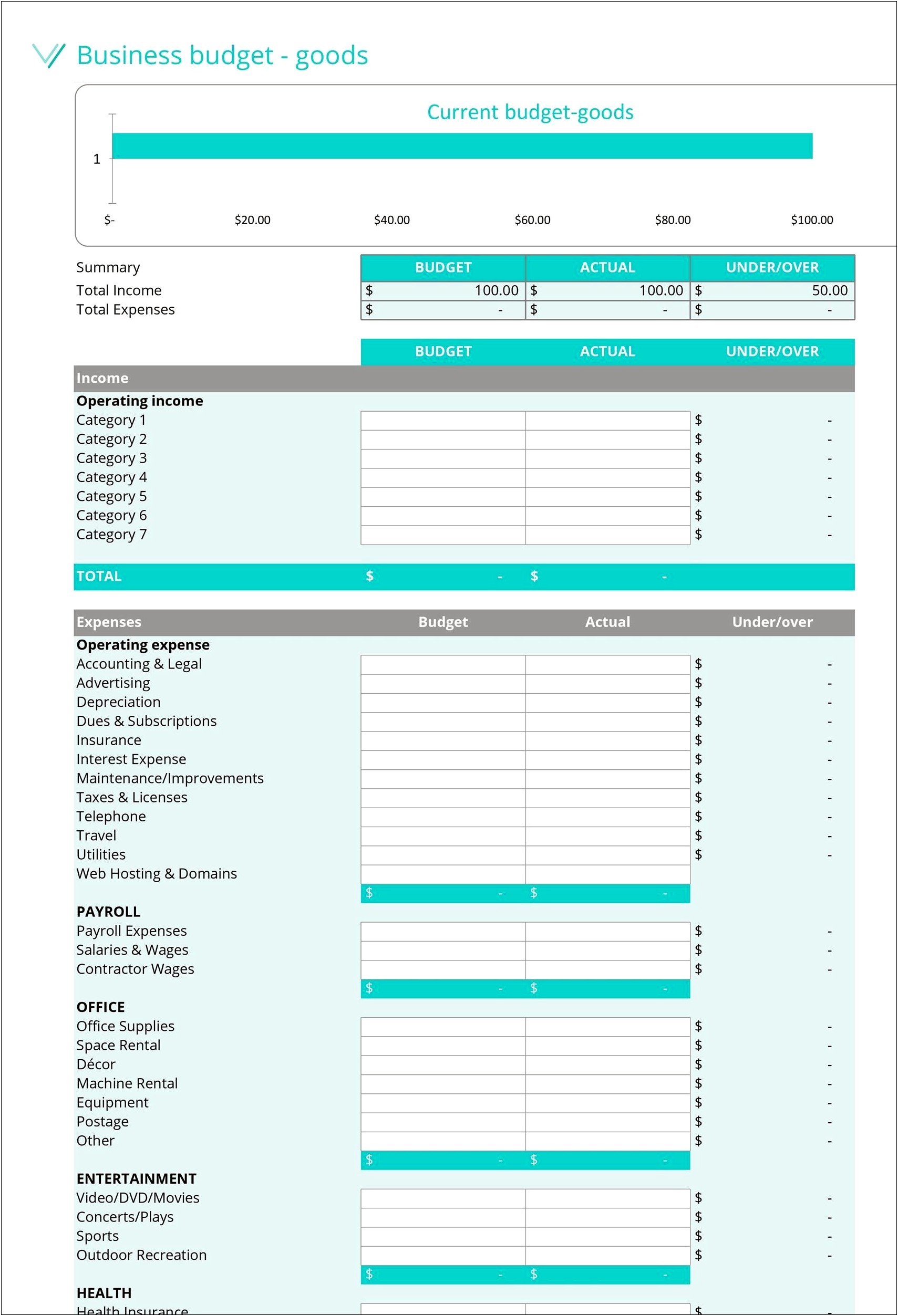 Business Plan Budget Template Google Sheets