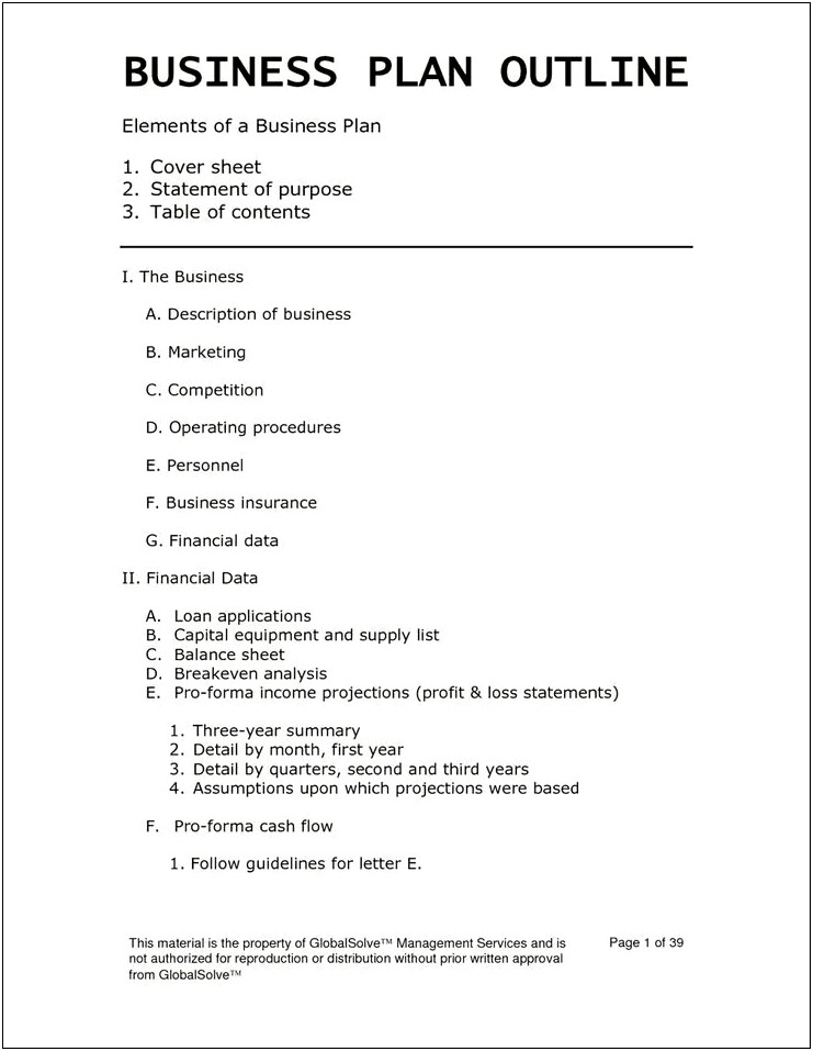 Business Plan For Property Investment Template