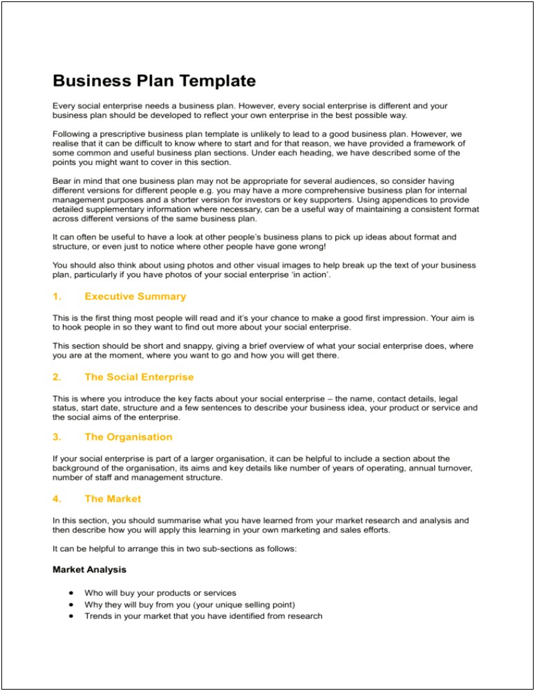 Business Plan For Social Enterprise Templates