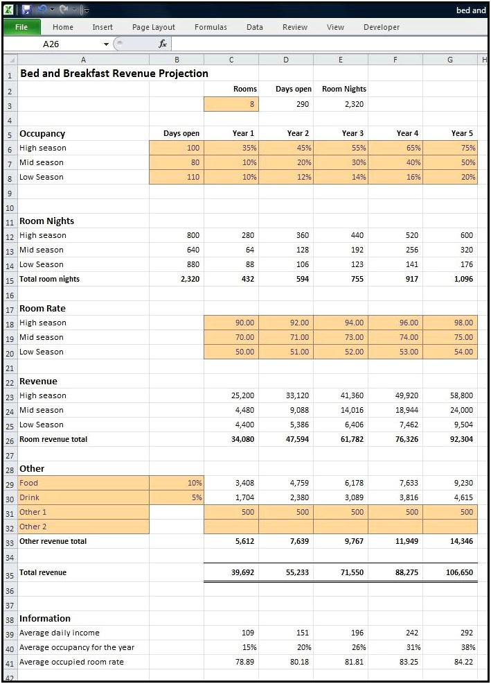 Business Plan Profit And Loss Forecast Template