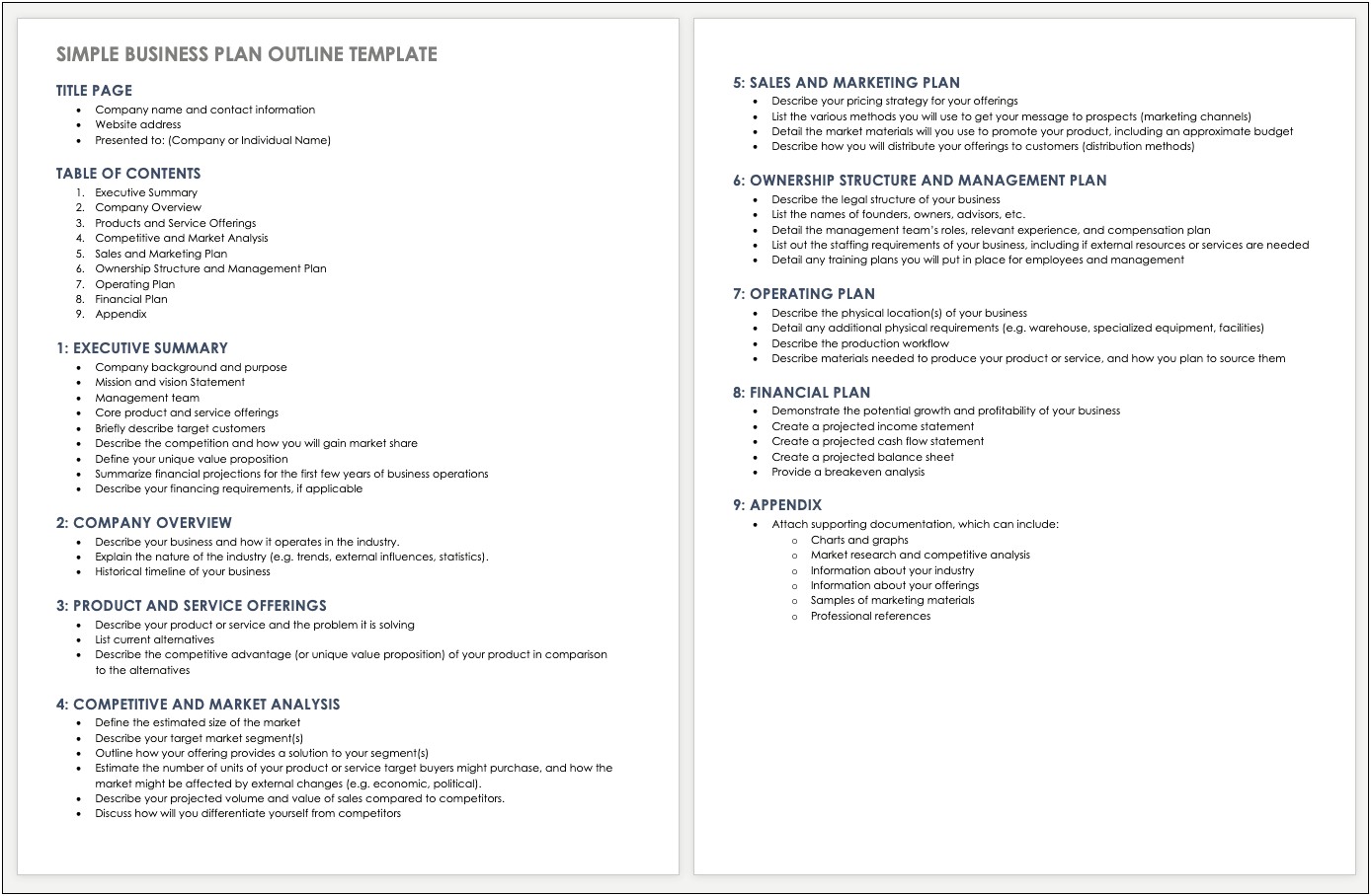 Business Plan Template For A New Business