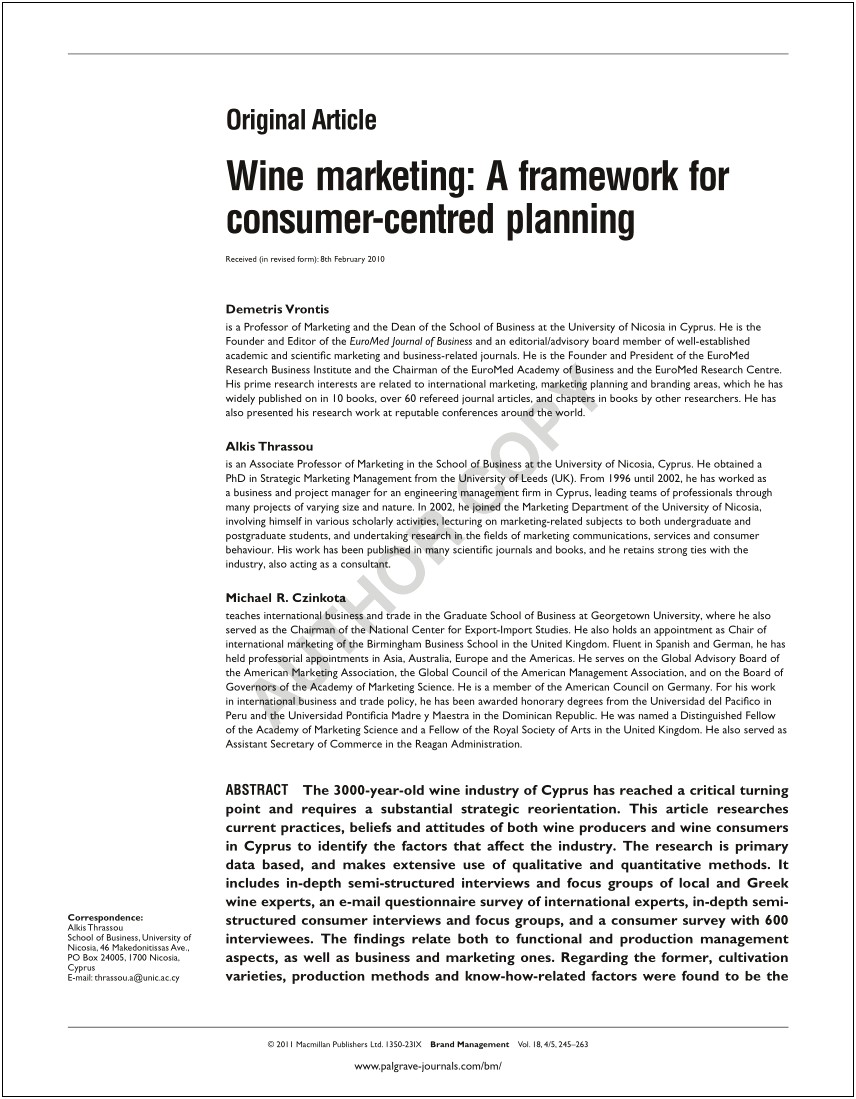 Business Plan Template For A Winery