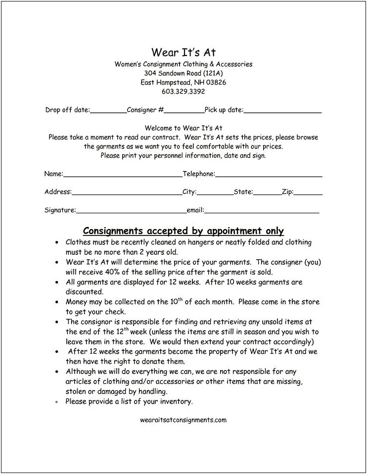 Business Plan Template For Consignment Store