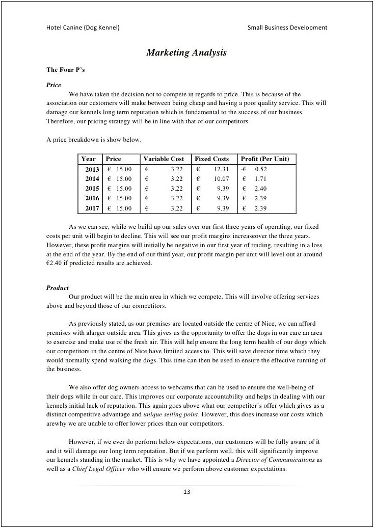 Business Plan Template For Doggie Daycare