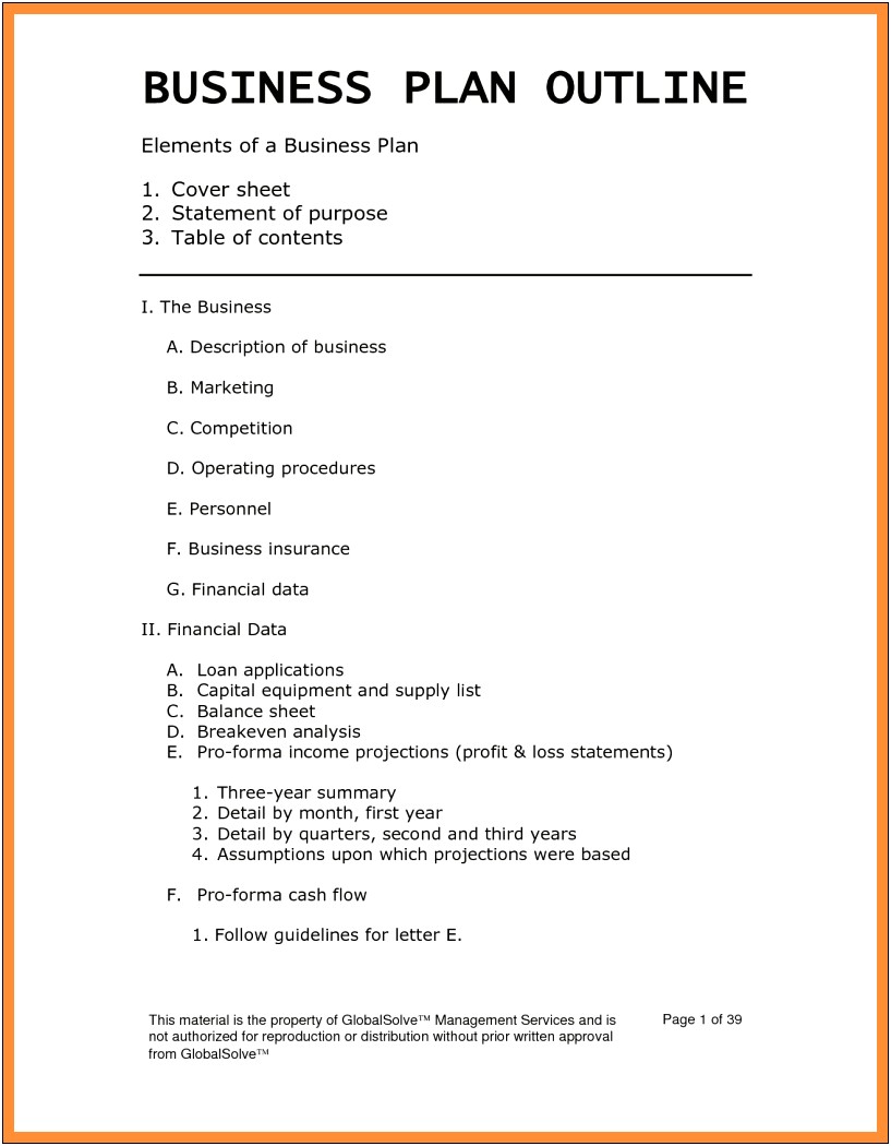 Business Plan Template For Existing Business Pdf