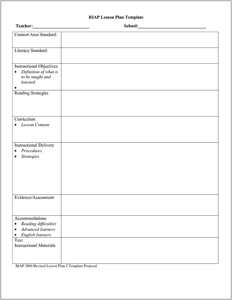 Business Plan Template For Middle School Students