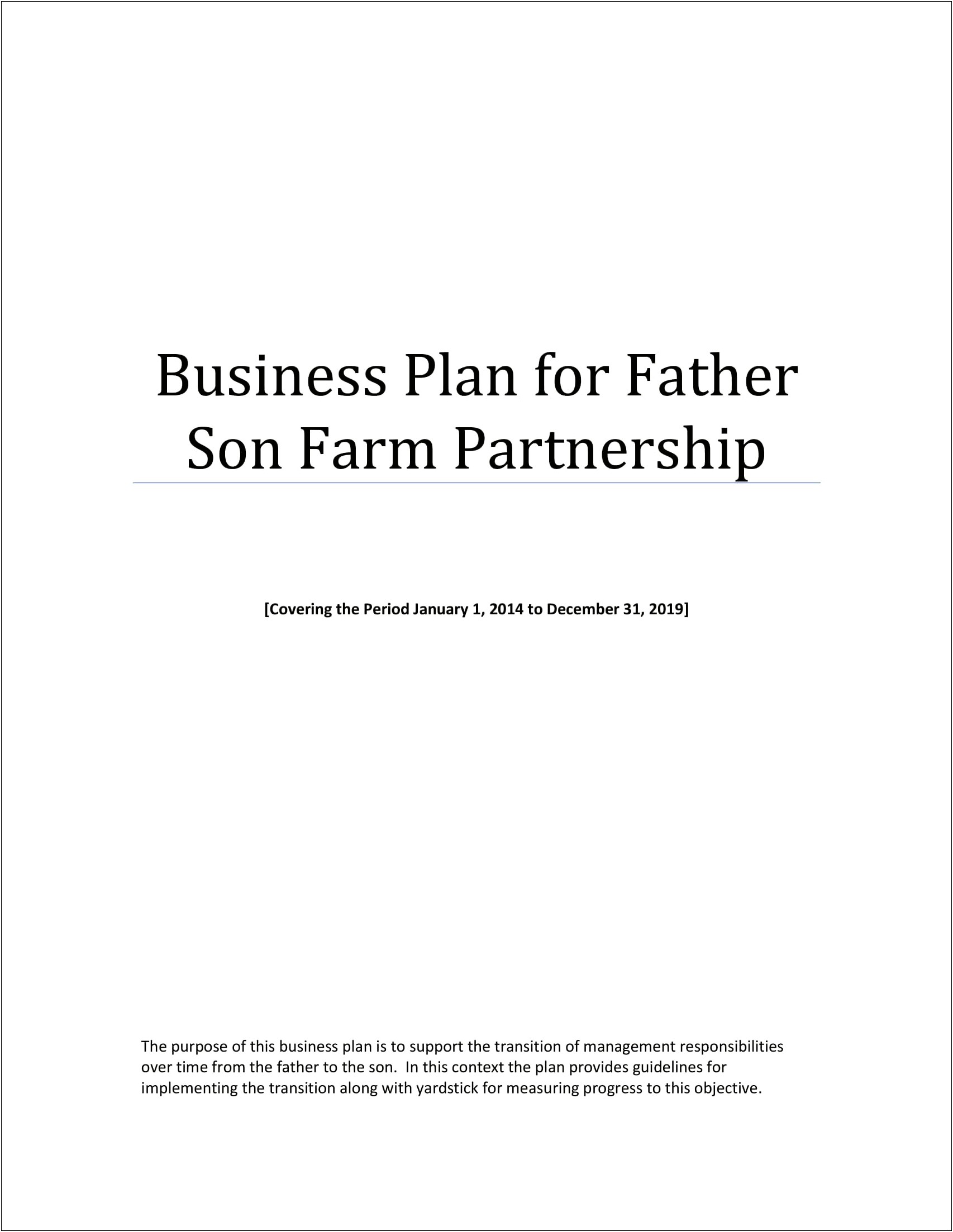 Business Plan Template For Multi Farm Operation