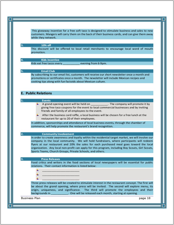 Business Plan Template For Private Schools