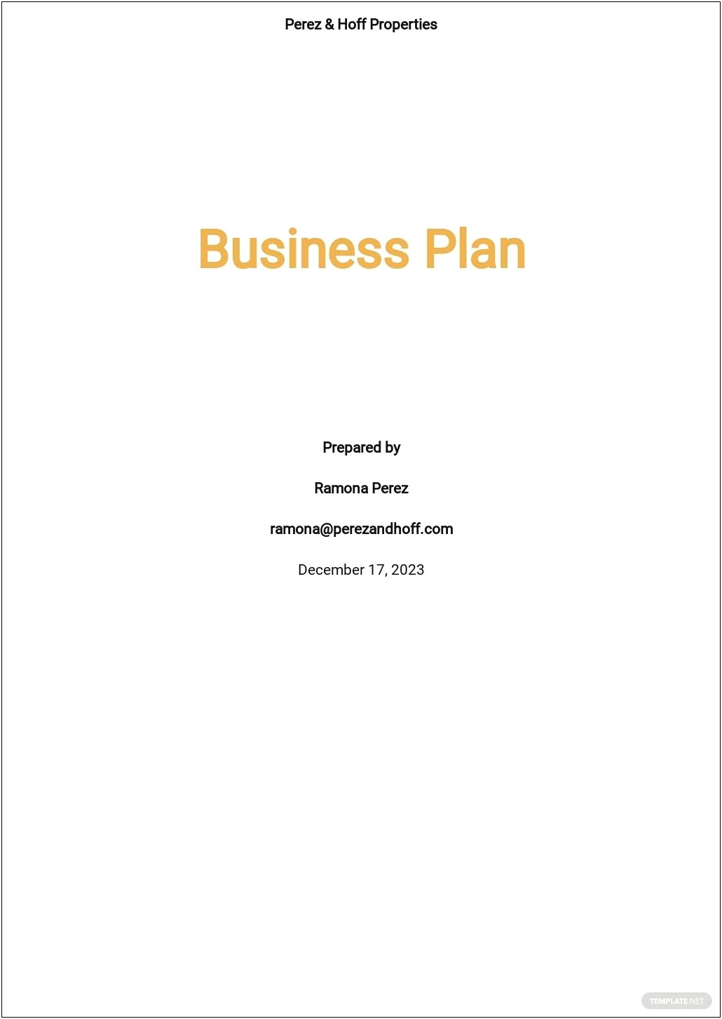 Business Plan Template For Property Investment