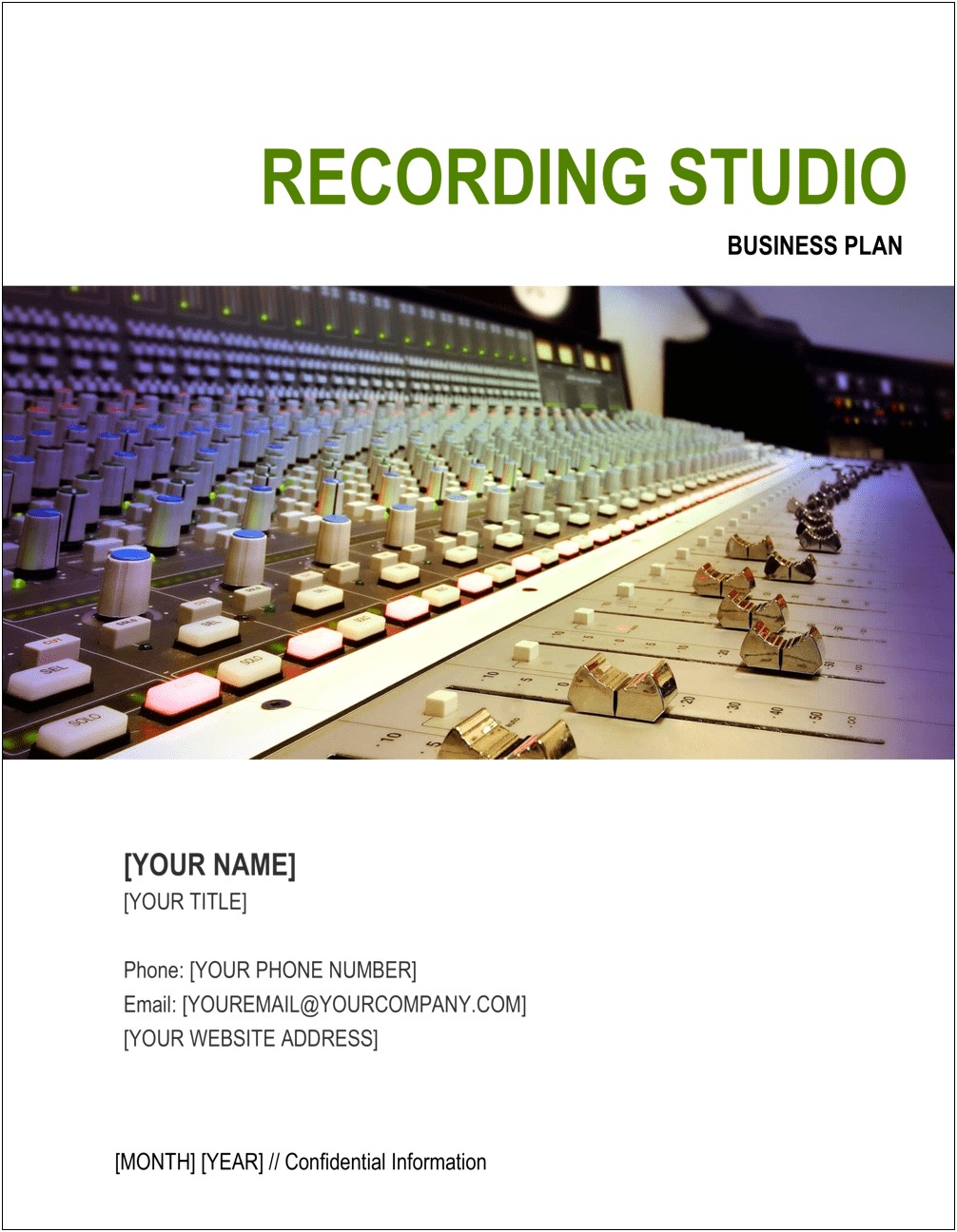 Business Plan Template For Recording Studio