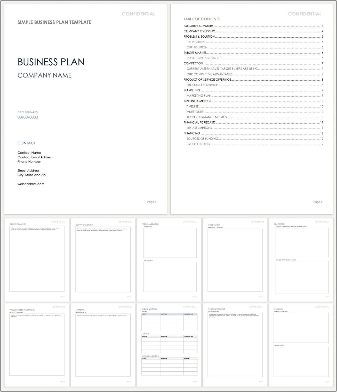 Business Plan Template For School Project