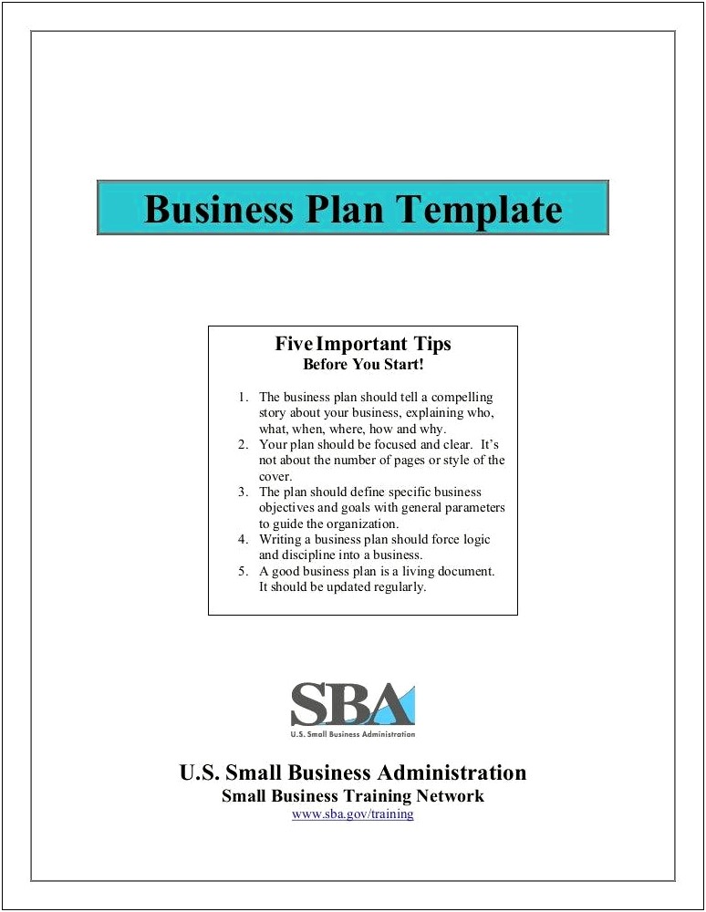 Business Plan Template For Starting A Business