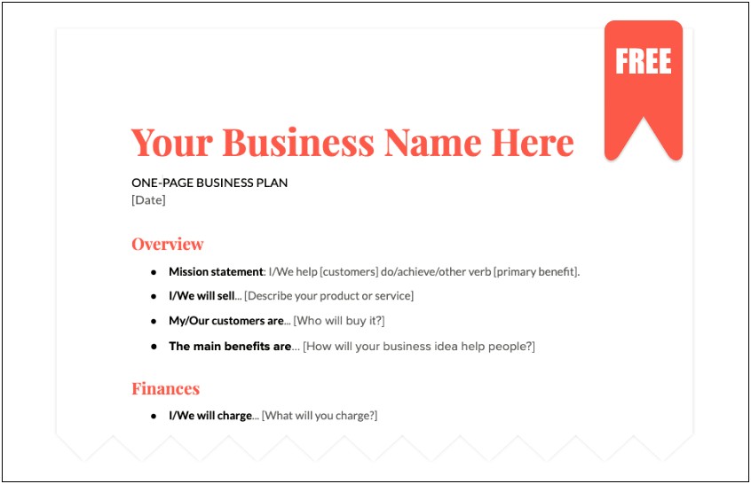 Business Plans Of An Idea Template