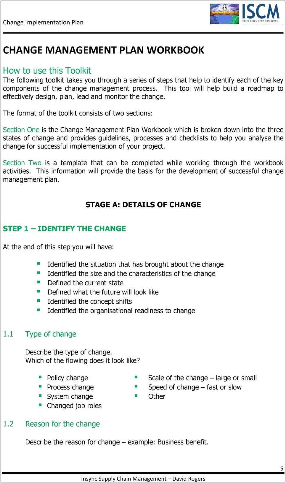 Business Process Change Management Plan Template