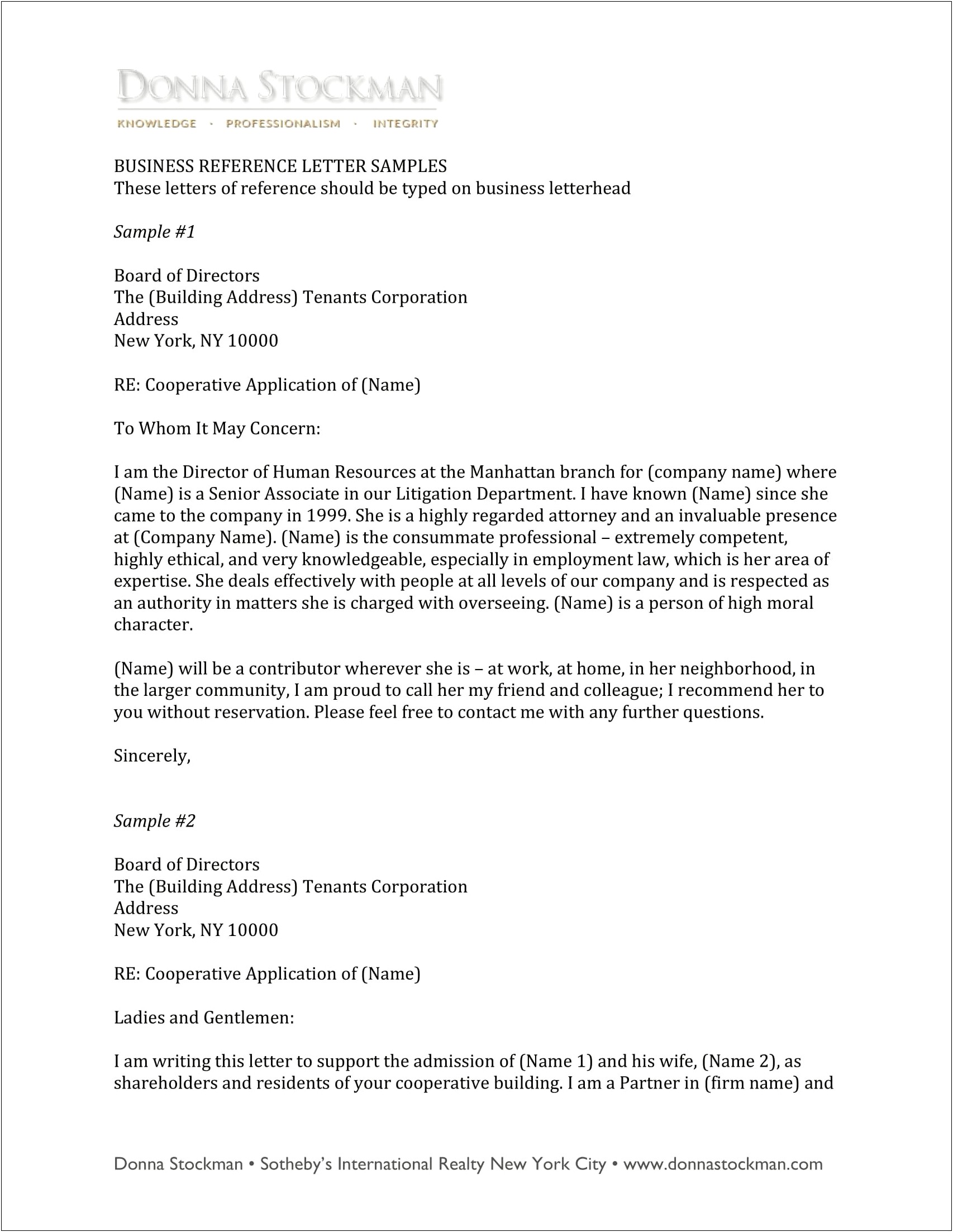 Business To Business Letter Of Recommendation Template