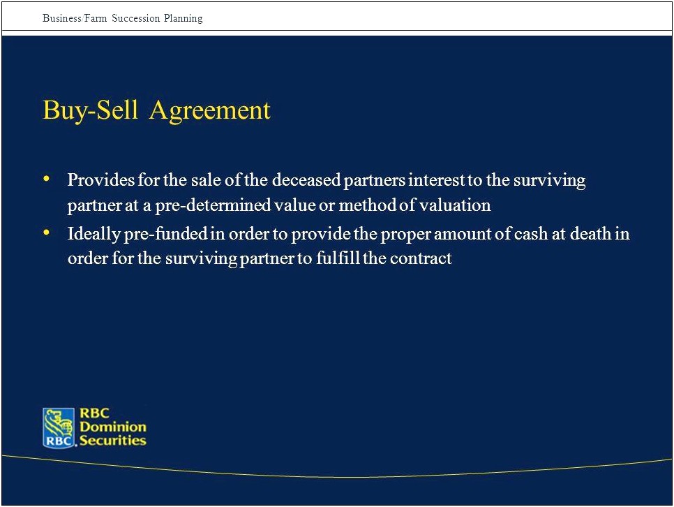 Buy Sell Business Sucession Planning Agreement Template