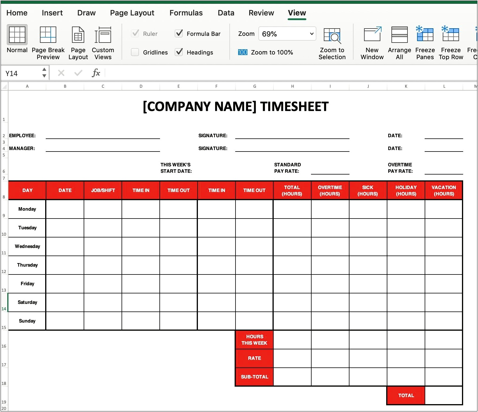 Calculating Time Cards In Excel Template