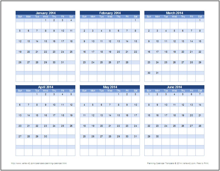 Calendar Templates For A Year Business Plan