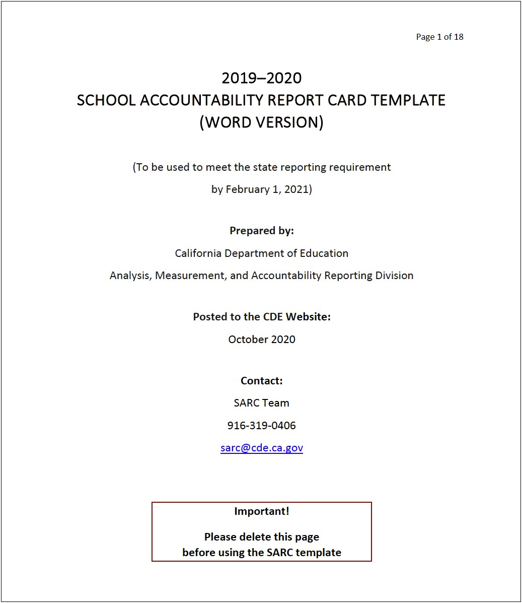 California School Accountability Report Card Template