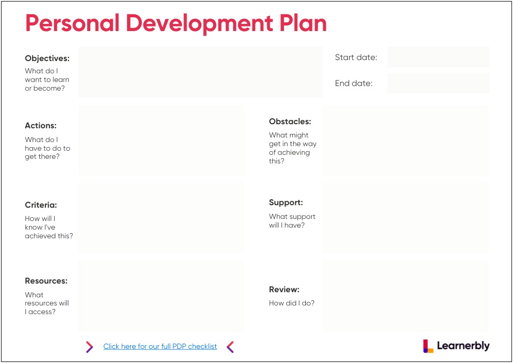 Call Centre Personal Development Plan Template