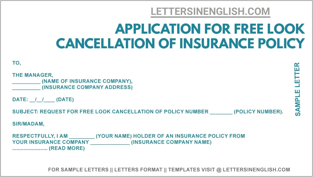 Cancellation Letter Template From A Insurance Company