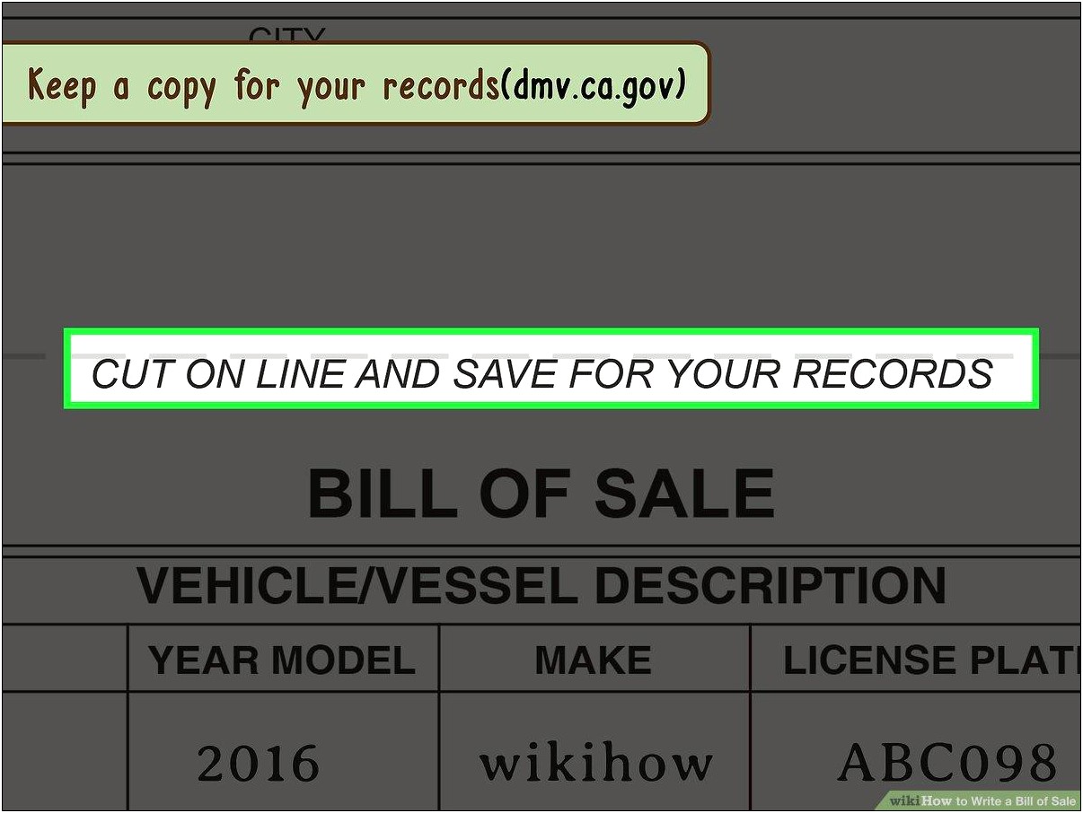 Car Bill Of Sale Letter Template